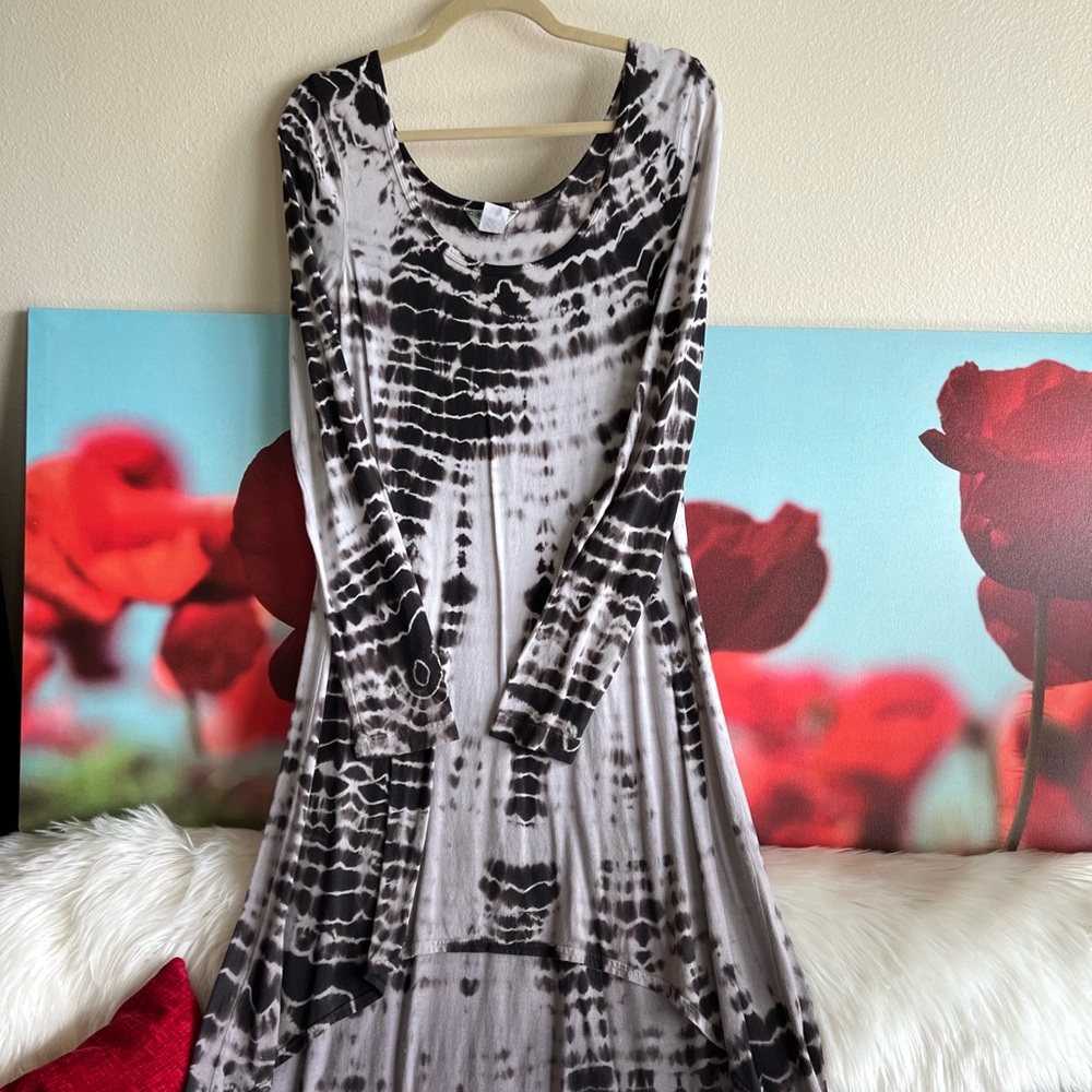Long Sleeve Relaxed Fit High Low HARD TAIL Tie Dye Dress Size L
